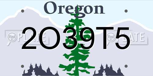 2O39T5 Oregon License Plate