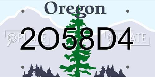 2O58D4 Oregon License Plate
