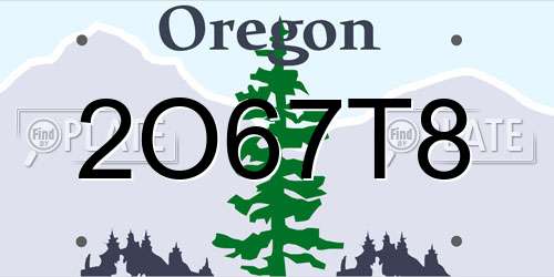 2O67T8 Oregon License Plate