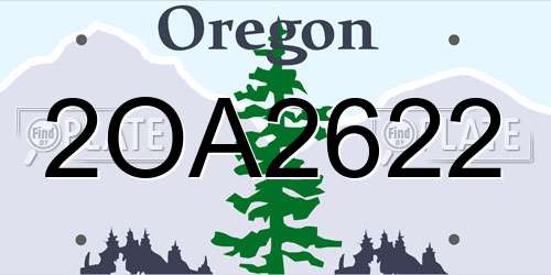 2OA2622 Oregon License Plate