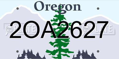 2OA2627 Oregon License Plate