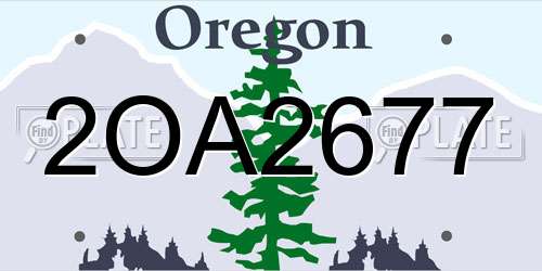 2OA2677 Oregon License Plate