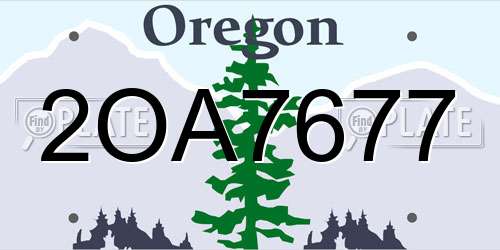 2OA7677 Oregon License Plate
