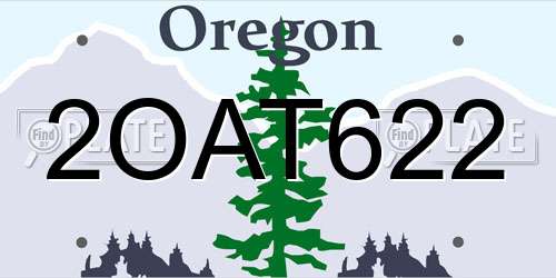 2OAT622 Oregon License Plate