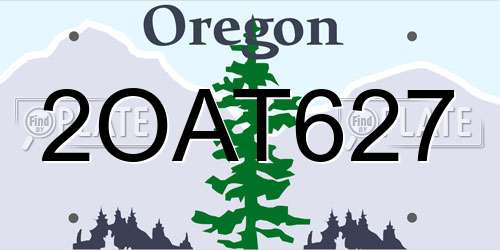 2OAT627 Oregon License Plate