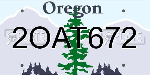 2OAT672 Oregon License Plate