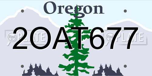 2OAT677 Oregon License Plate