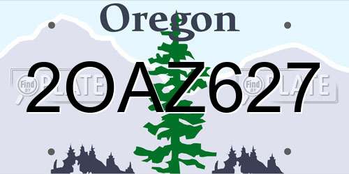 2OAZ627 Oregon License Plate