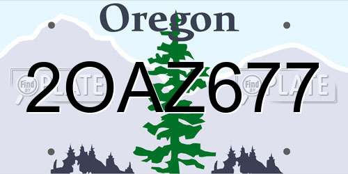 2OAZ677 Oregon License Plate