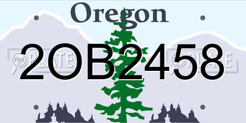 2OB2458 Oregon License Plate