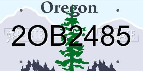 2OB2485 Oregon License Plate