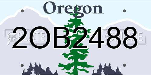 2OB2488 Oregon License Plate