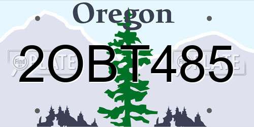 2OBT485 Oregon License Plate