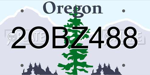 2OBZ488 Oregon License Plate
