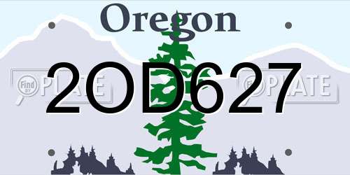2OD627 Oregon License Plate