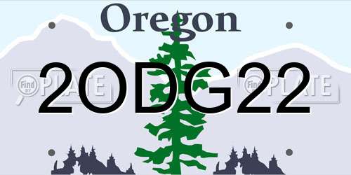 2ODG22 Oregon License Plate