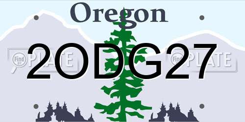 2ODG27 Oregon License Plate