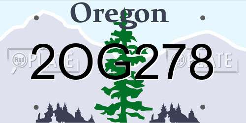 2OG278 Oregon License Plate