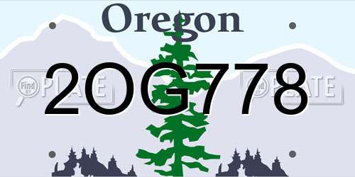 2OG778 Oregon License Plate
