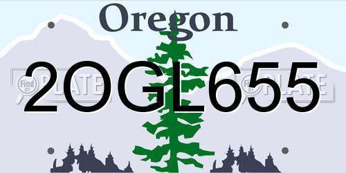 2OGL655 Oregon License Plate