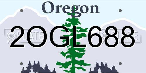 2OGL688 Oregon License Plate