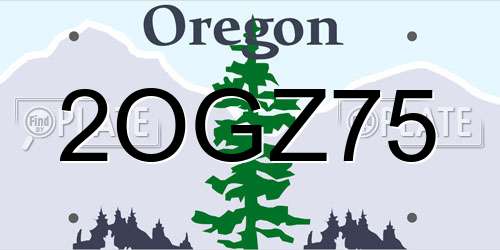 2OGZ75 Oregon License Plate