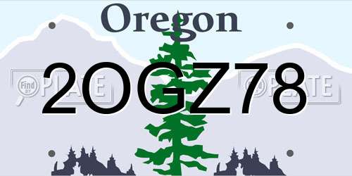 2OGZ78 Oregon License Plate