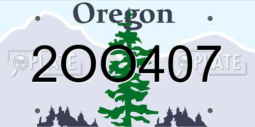 2OO407 Oregon License Plate