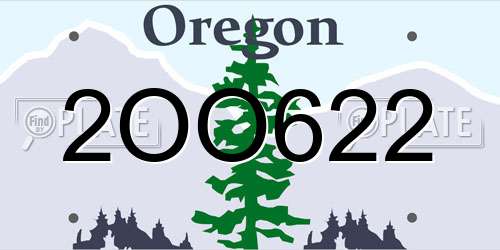 2OO622 Oregon License Plate