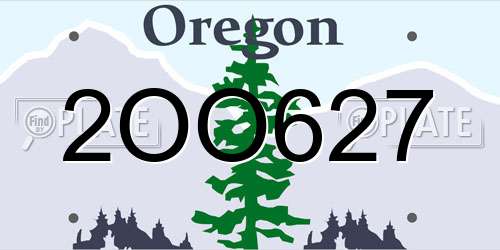 2OO627 Oregon License Plate