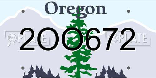 2OO672 Oregon License Plate
