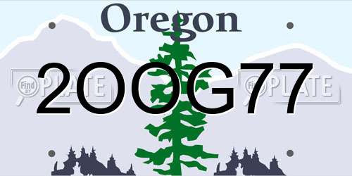 2OOG77 Oregon License Plate