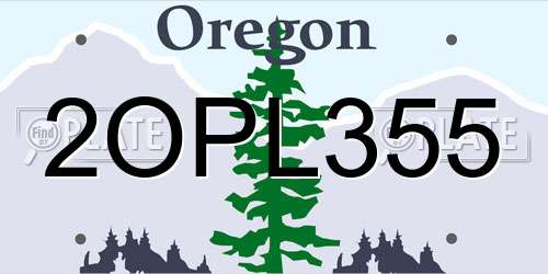 2OPL355 Oregon License Plate
