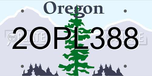 2OPL388 Oregon License Plate