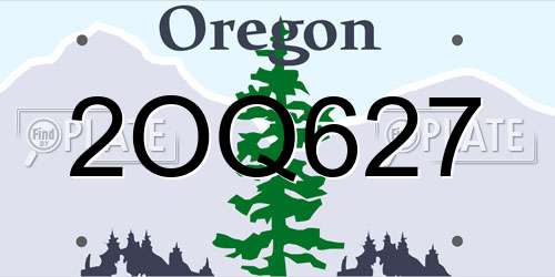 2OQ627 Oregon License Plate