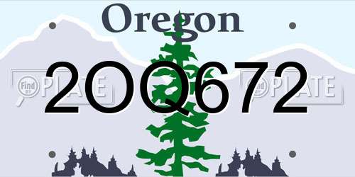 2OQ672 Oregon License Plate
