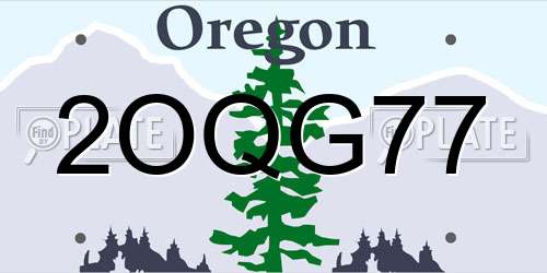 2OQG77 Oregon License Plate