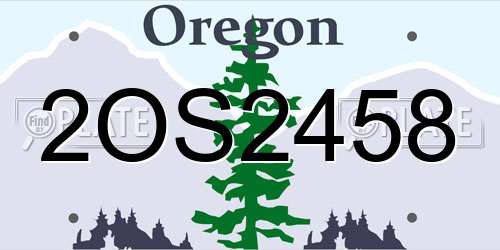 2OS2458 Oregon License Plate