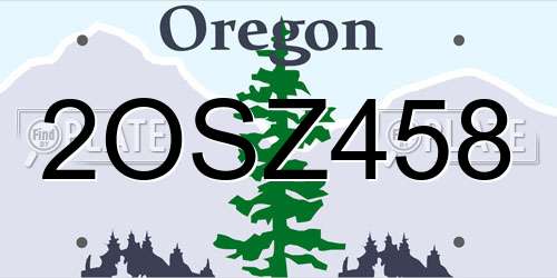 2OSZ458 Oregon License Plate