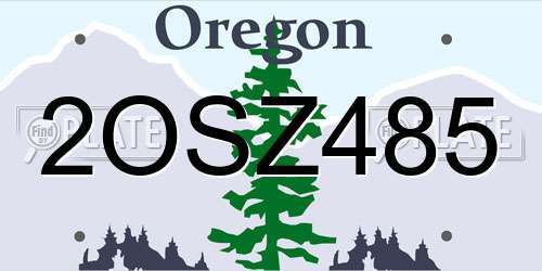 2OSZ485 Oregon License Plate
