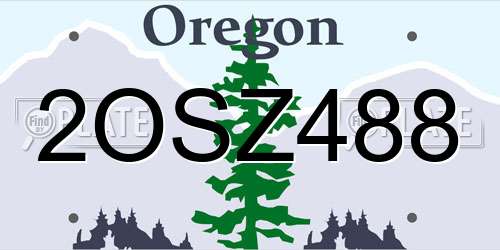 2OSZ488 Oregon License Plate