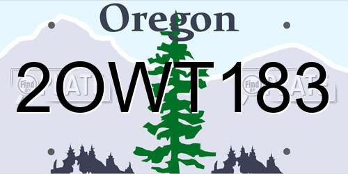 2OWT183 Oregon License Plate