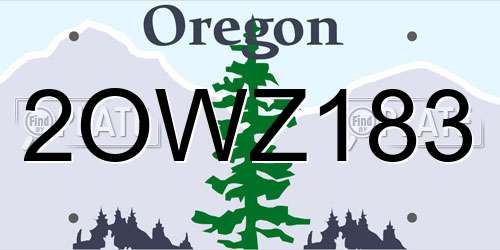 2OWZ183 Oregon License Plate