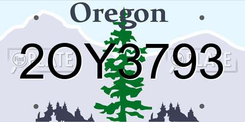 2OY3793 Oregon License Plate