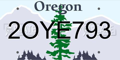 2OYE793 Oregon License Plate