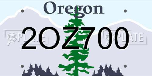 2OZ700 Oregon License Plate