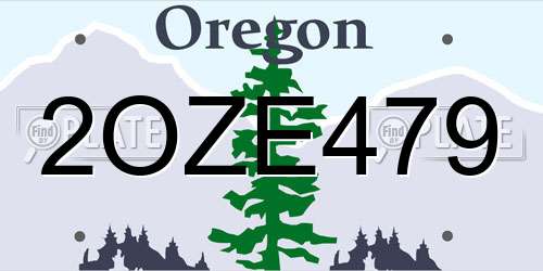 2OZE479 Oregon License Plate