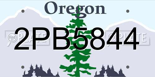 2PB5844 Oregon License Plate