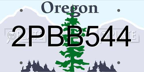 2PBB544 Oregon License Plate