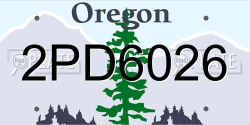2PD6026 Oregon License Plate